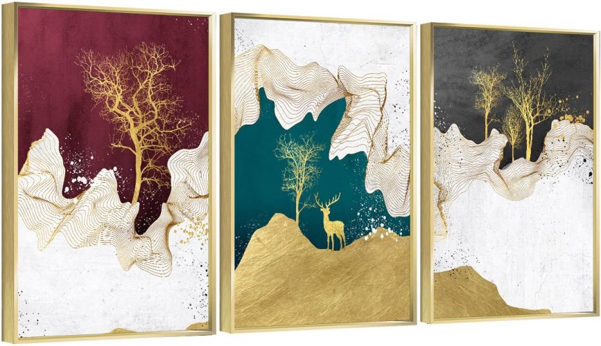 Framed Canvas Wall ArtOil Paintings Impressionism Aesthetic Prints Canvas Paintings for Living Room Bedroom Office Home; 3 Panels Framed Canvas Wall ArtOil Paintings Impressionism Aesthetic Prints Canvas Paintings for Living Room Bedroom Office Home; 3 Panels