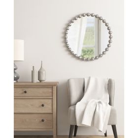 Beaded Round Wall Mirror 27"D (Color: as Pic)