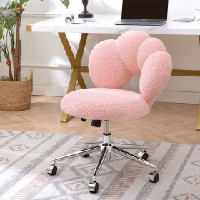 360Â°Swivel Height Adjustable,Swivel Chair,Teddy fabric,home office chair (Color: as Pic)